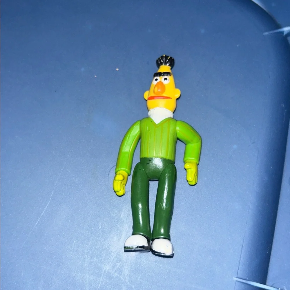 Green Bert-Inspired Bird Toy Figure - Yellow Accents